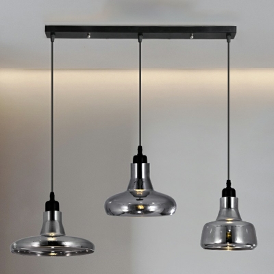 Smoke Gray Bowl Hanging Ceiling Lights Modern Style Mirror Glass 1 Light Pendant Lights