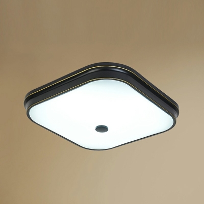 Squared Flush Lighting Traditional Glass Third Gear 1-Light Flush Mount Lamp for Bedroom