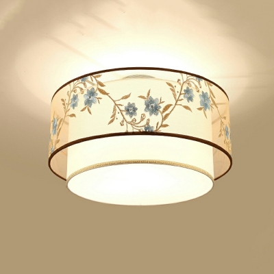 Traditional Style Flush Mount Ceiling Light Fabric Flush-Mount Light Fixture
