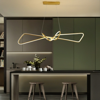 Ultra-Modern Island Ceiling Light Bowknot Shaped Chandelier for Dining Room