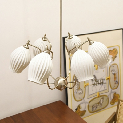 White Drop Lamp Simplicity Style Ceramics Suspended Lighting Fixture for Living Room