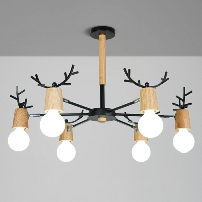 Wood Chandelier Lighting Fixtures Modern Minimalism Ceiling Pendant Light for Living Room
