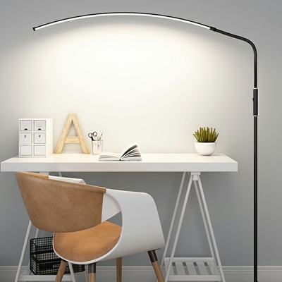 1-Light Floor Standing Lamp Contemporary Style Linear Shape Metal White Light Stand Up Lamps