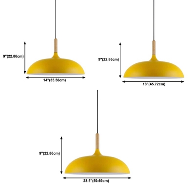 1-Light Pendant Lighting Fixture Industrial Style Dome Shape Metal Hanging Lamps