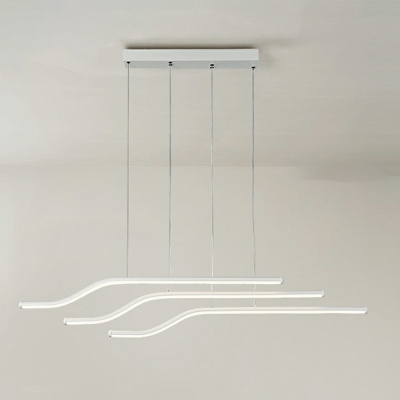 3-Light Over Island Lighting Minimalist Style Liner Shape Metal Hanging Lamps