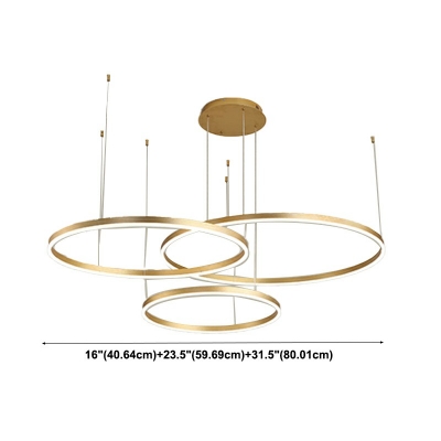 3-Light Pendant Lights Minimalist Style Ring Shape Metal Chandelier Light Fixture