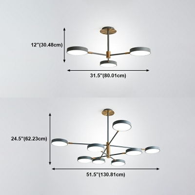 4-Light Chandelier Light Fixture Modernist Style Cylinder Shape Metal Third Gear Pendant Lights
