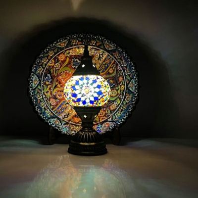 Asian Stained Glass Table Lamps Bedside Reading and Bedroom Lamps
