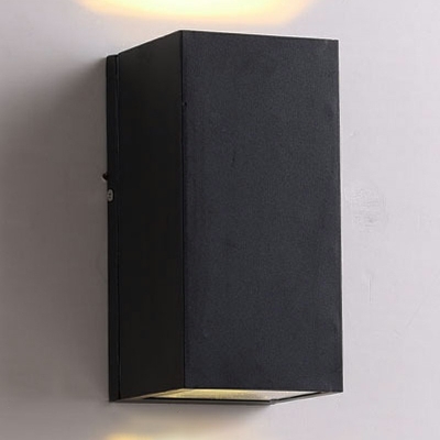 Black Rectangle Wall Sconce Lighting Modern Style Metal 2 Lights Sconce Light