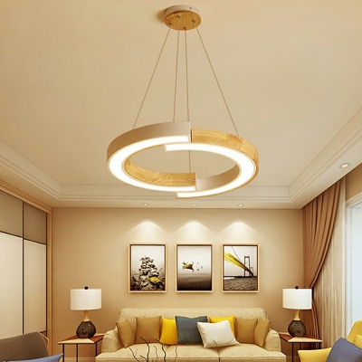 Contemporary Round Chandeliers Wood Chandelier Lighting Fixtures for Living Room