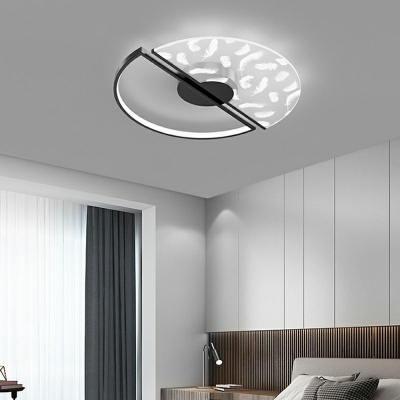 Contemporary Round Flush Lighting Metal 2-Light Flush Mount Lamp