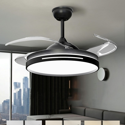 Contemporary Semi Mount Ceiling Fan Lighting Acrylic Fan Light for Bedroom