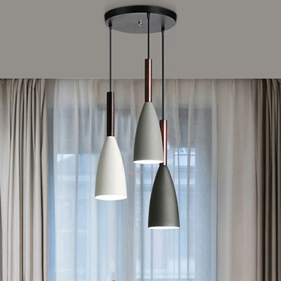 Metal Bell-Shaped Pendant Lighting Fixtures Modern Style 3 Lights Pendant Light in White