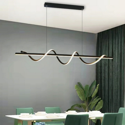 Minimalist Dining Room Metal Island Pendant Linear LED Island Light
