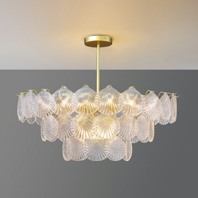 Modern Style Chandelier Shell Shade Hanging Light Glass Pendant Light for Living Room