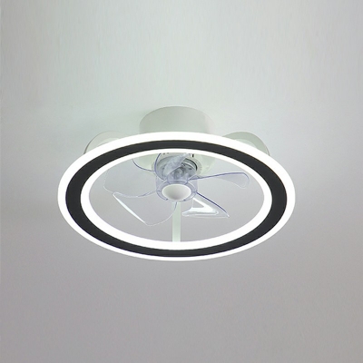 Round Living Room Semi Flush-mount Modern Acrylic LED Ceiling Fan Lighting