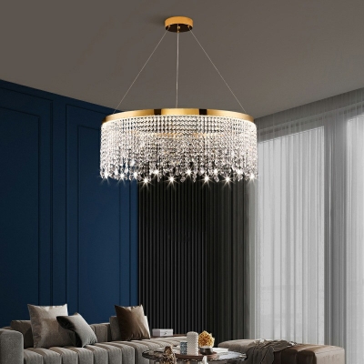 Round Modern Chandelier Lighting Fixtures Tassel Ceiling Pendant Light for Living Room
