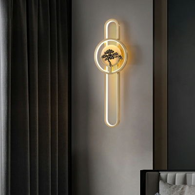Stone Ring Wall Sconce Lighting Modern Style Warm Light 2 Lights Sconce Light Fixtures in Gold