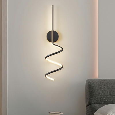 1 Light Arch Wall Sconce Lighting Modern Style Metal Wall Mounted Light in Black