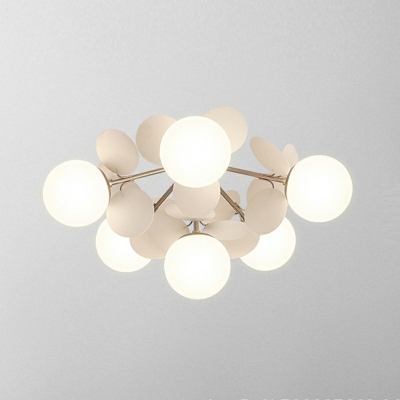 1-Light Flush Light Fixtures Contemporary Style Globe Shape Metal Ceiling Mount Chandelier