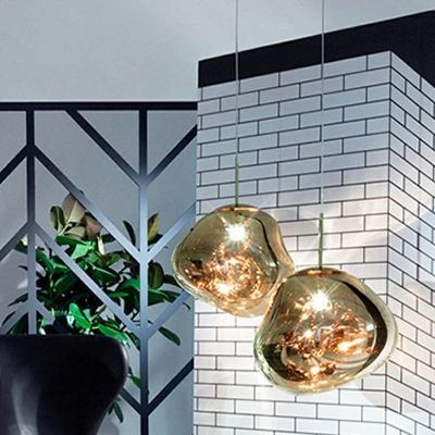 1-Light Hanging Ceiling Lights Contemporary Style Geometric Shape Metal Pendant Lighting