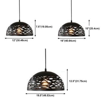1-Light Pendant Lighting Industrial Style Dome Shape Metal Hanging Lights