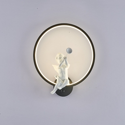 1-Light Sconce Lights Kids Style Ring Shape Metal Warm Light Wall Mount Lighting