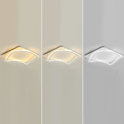 1 Light Squared Flush-Mount Light Fixture Modern Style Metal Flush Mount Lights in White