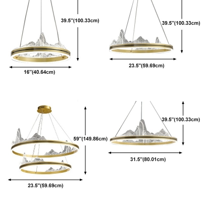 2-Light Chandelier Light Fixture Contemporary Style 2-Tier Shape Metal Warm Light Pendant Lighting Fixtures