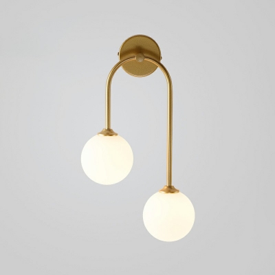 2-Light Sconce Light Fixture Contemporary Style Globe Shape Metal Wall Lighting Ideas