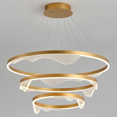 3-Light Hanging Chandelier Contemporary Style Ring Shape Metal Pendant Lighting Fixtures