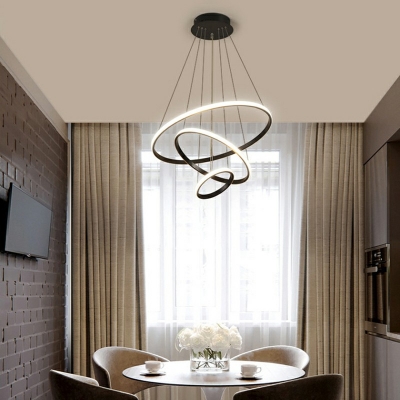 3-Light Hanging Lamps Modernist Style Ring Shape Metal Chandelier Light Fixture