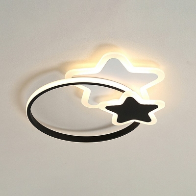 3 Lights Star Flush Mount Lamp Modern Style Metal Flush Light Fixtures in White