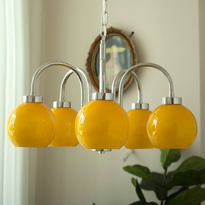5-Light Chandelier Lamp Minimalism Style Globe Shape Metal Hanging Ceiling Lights