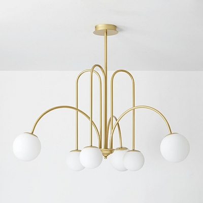 6-Light Pendant Chandelier Simple Style Globe Shape Metal Hanging Lamp Kit