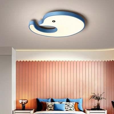 Dolphin Shape Flush Mount Ceiling Lighting Fixture Aluminum and Silica Gel Shade Flush Mount Fixture