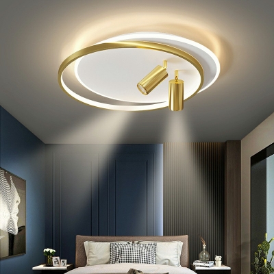 Geometric Flush Lighting Modern Metal Remote Control Stepless Dimming Flush Mount Lamp for Bedroom