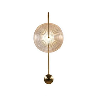 Glass Circular Wall Mount Light Simplicity LED Gold Flush Wall Sconce for Bedroom