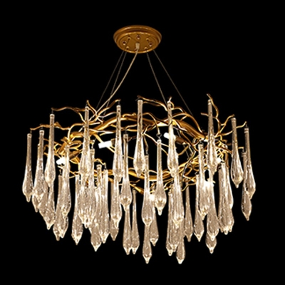 Gold Metal Tassel Chandelier Lighting Fixtures Modern Minimalism Suspension Light for Living Room