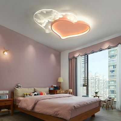 Heart Flush Lighting Modern Metal 2-Light Flush Mount Lamp for Bedroom