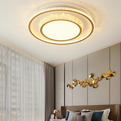 Led Crystal Round Square Flush Mount Ceiling Light Fixtures Remote Control Stepless Dimming