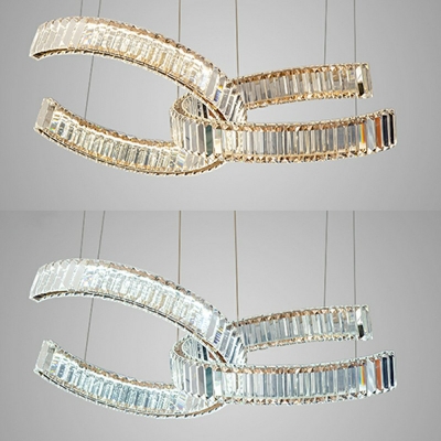 Minimalist  2 Lights Suspended Lighting Fixture Crystal Pendant Lighting Fixtures