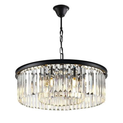 Modern Crystal Chandelier Light Fixture Black Hanging Light Kit for Living Room