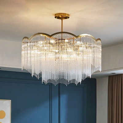 Postmodern Tassels Chandelier Light Glass Living Room Chandelier Lamp in Gold