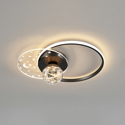 Ring Flush Ceiling Light Fixtures Modern Style Glass 3-Lights Flush Mount Lighting in Gold