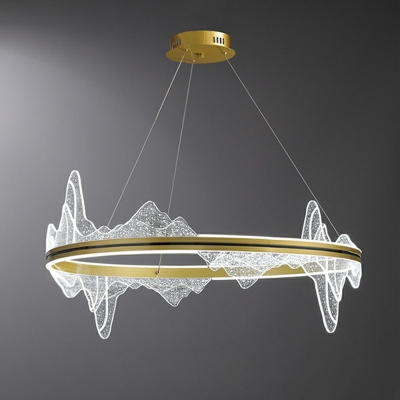 1-Light Chandelier Light Contemporary Style Ring Shape Metal Pendant Lighting