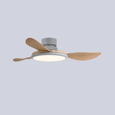 1-Light Semi Flush Light Contemporary Style Fan Shape Metal Remote Control Stepless Dimming Ceiling Mounted Light