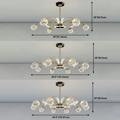 11-Light Chandelier Light Fixtures Modernist Style Ball Shape Metal Third Gear Pendant Lights