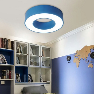 Circular Flush Mount Ceiling Fixture Kids Style Acrylic 1-Light Flush Light Fixtures in Blue