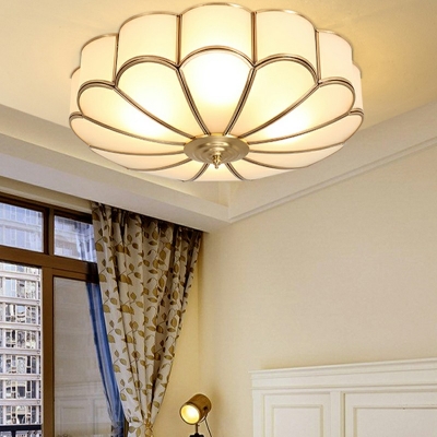 Colonial Style Dome Ceiling Light Frosted Glass Flush Mount Light for Foyer